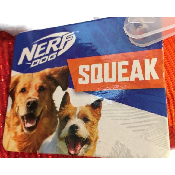 NERF Dog Blue Orange Squeak 24" Braided Tail Football - Picture 4 of 5